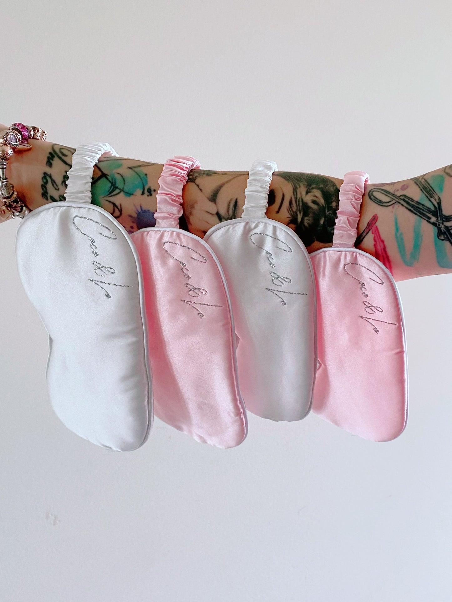 Satin Pink & White Sleep Eye Masks